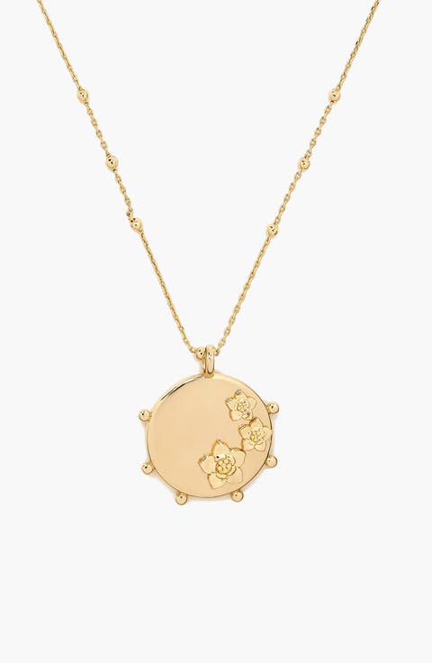 Mali Flower Pendant Short Necklace in Gold