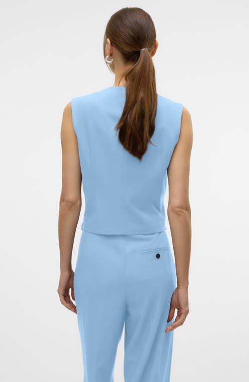 Shop Vero Moda Liba Asymmetric Button Waistcoat In Airy Blue Detailmelange
