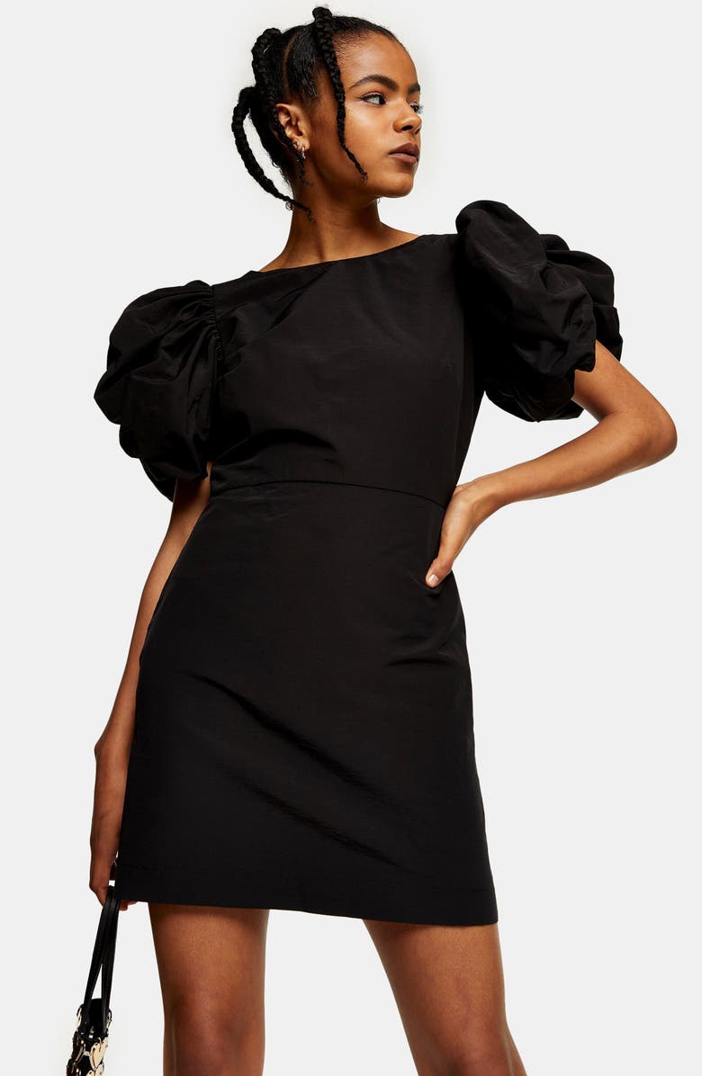 Topshop Puff Sleeve Minidress, Alternate, color, 