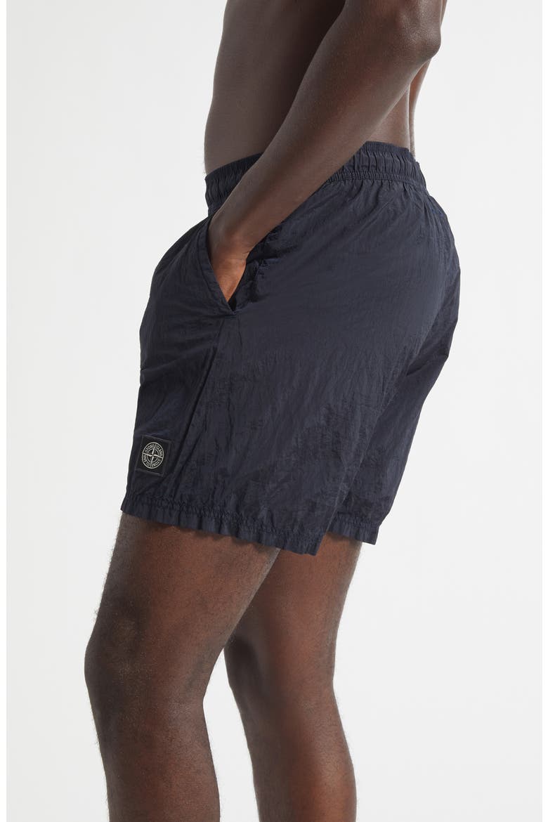 Compass Logo Patch Nylon Swim Trunks, Alternate, color, V0020 NAVY BLUE