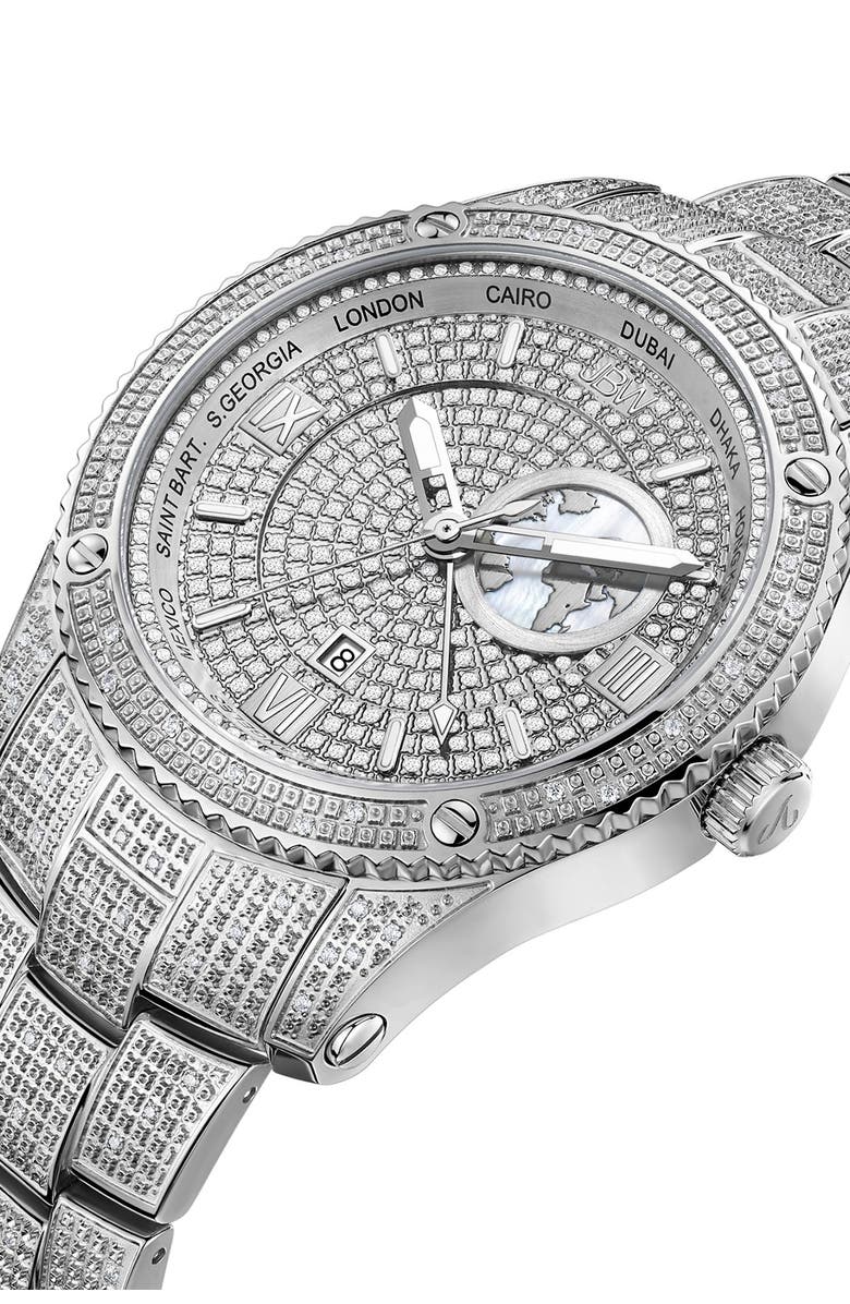 JBW Jet Setter Diamond Bracelet Watch, 46mm, Alternate, color, Silver