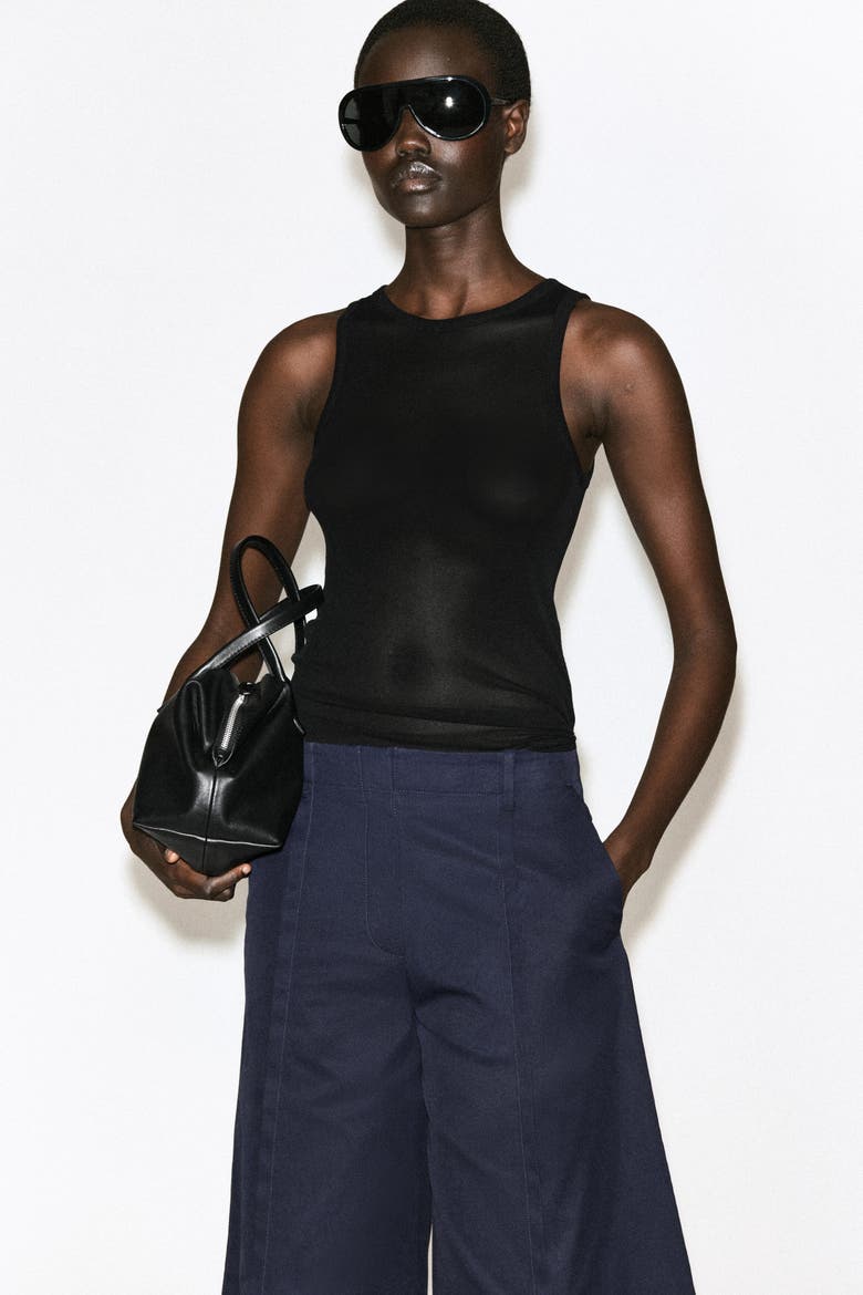 Tailored Cotton-twill Culottes, Alternate, color, NAVY