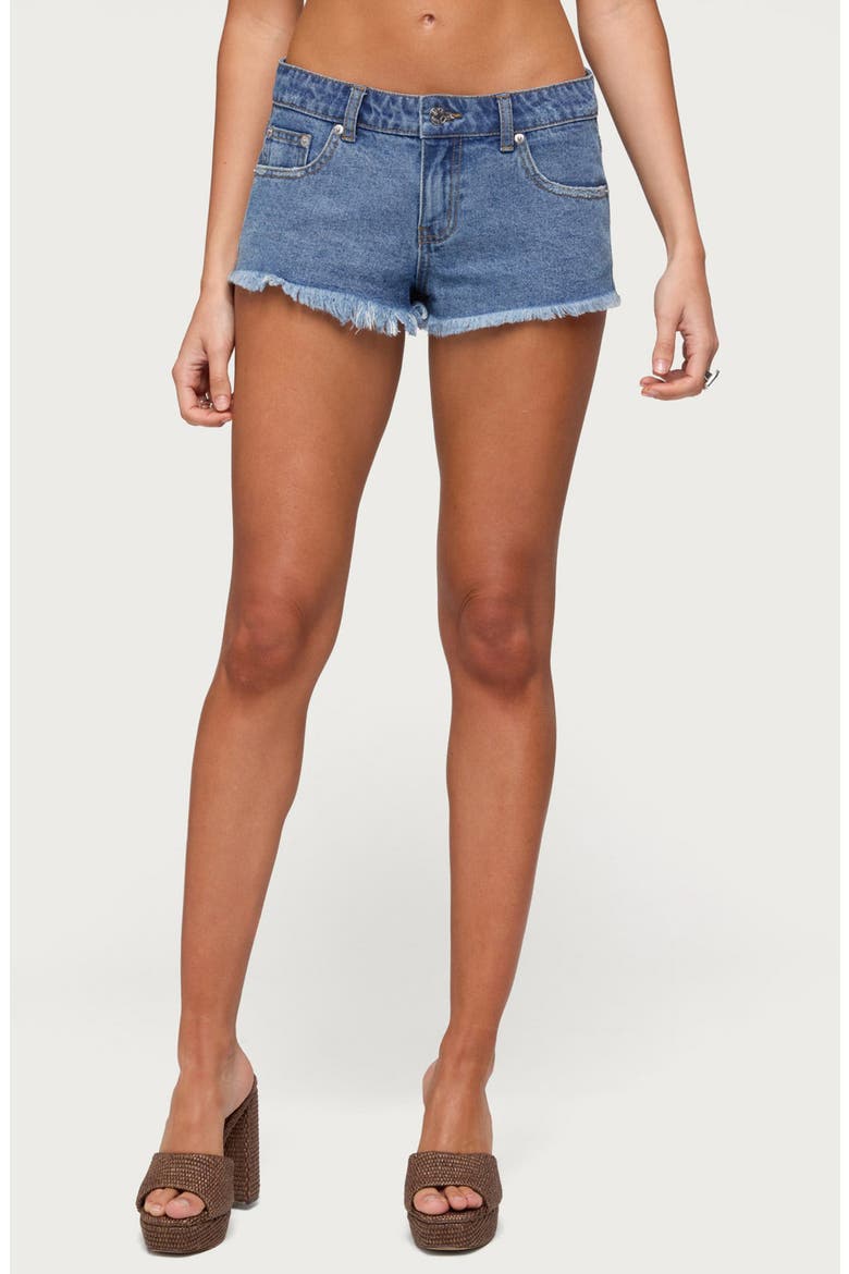 Cutoff Denim Shorts, Main, color, BLUE-WASHED