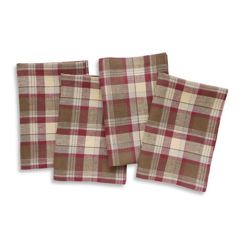 Linen Dinner Napkins - Rustic Plaid, 20" x 20"