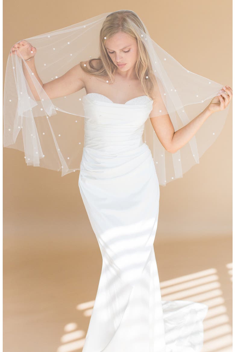 Ellery Imitation Pearl Fingertip Veil (Nordstrom Exclusive), Alternate, color, IVORY