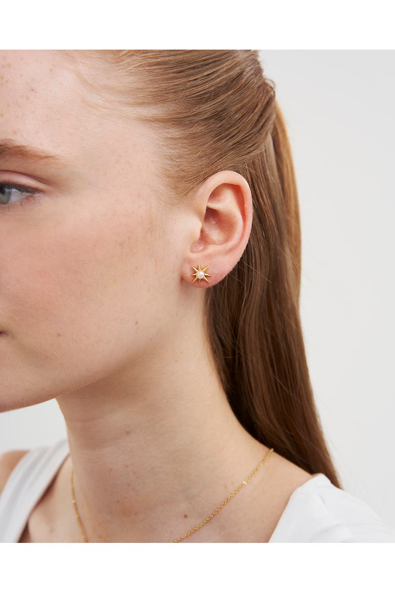 Star Pearl Stud Earrings, Alternate, color, Gold