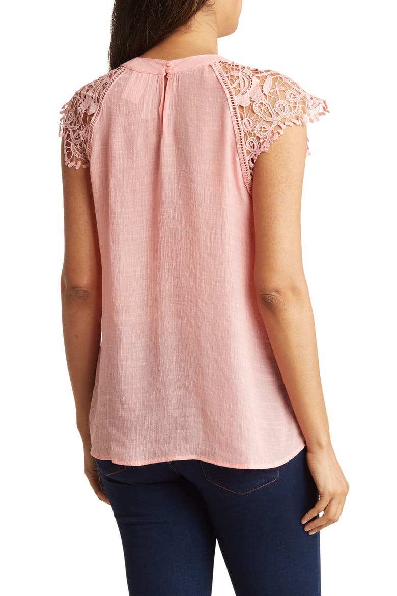 Crochet Cap Sleeve Blouse, Alternate, color, BLUSH