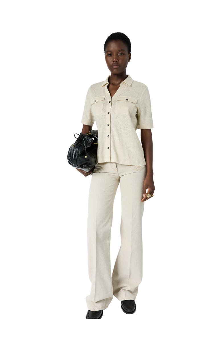 GERARD DAREL Moana Open Collar Linen Shirt, Alternate, color, Natural