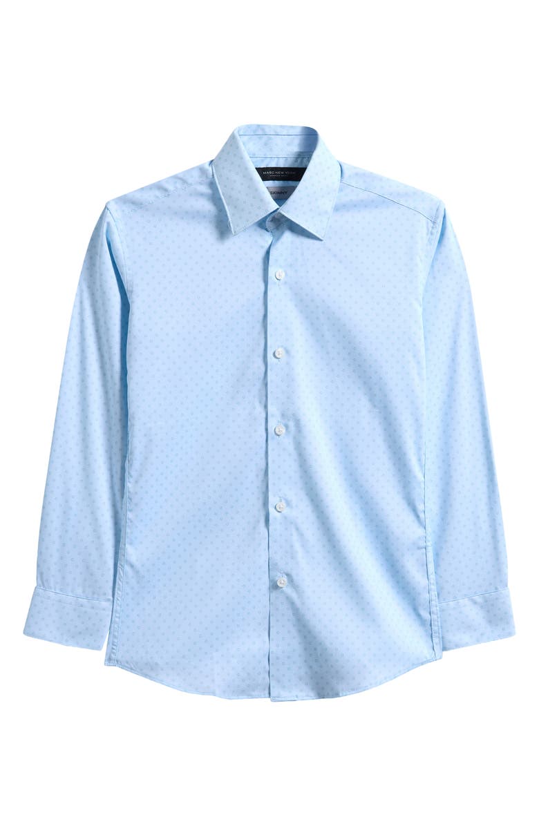 Andrew Marc Kids' Neat Button-Up Shirt, Main, color, Blue/ Green