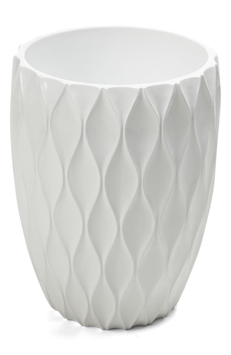 ROSELLI TRADING COMPANY Wave Trash Can, Main, color, White Resin