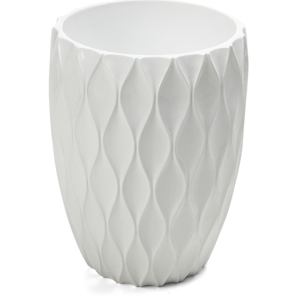 Roselli Trading Company Wave Trash Can In White Resin