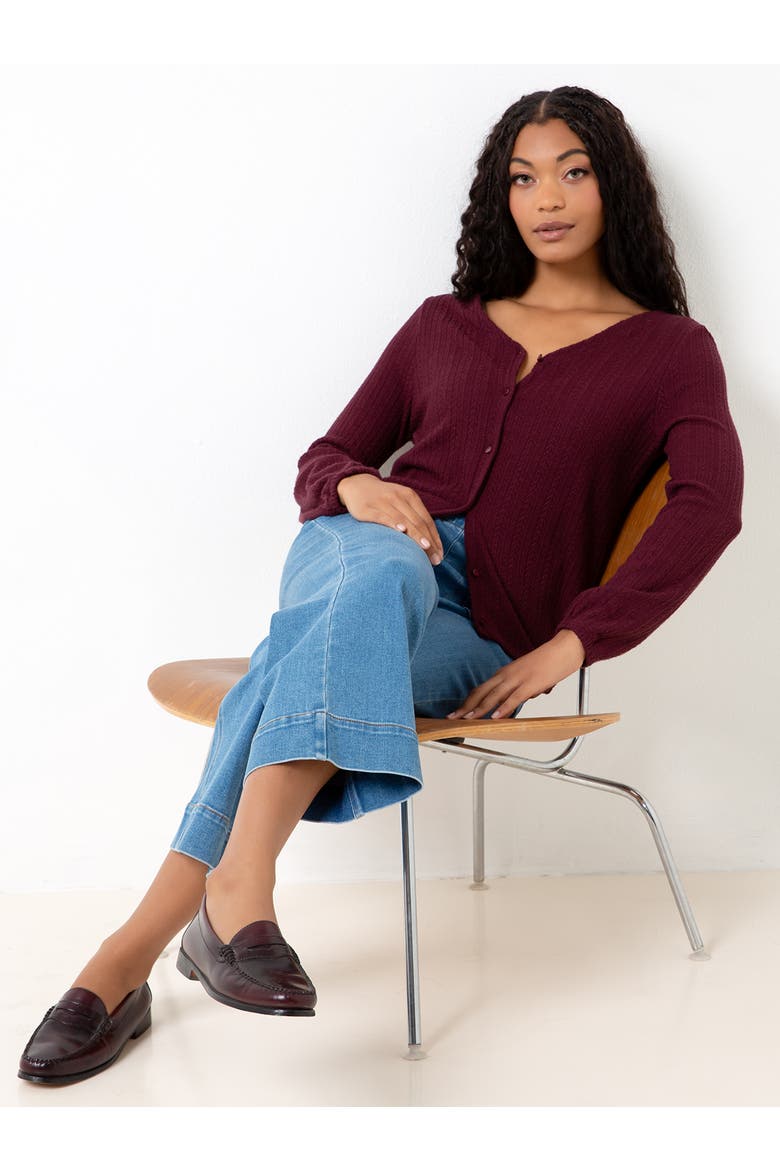 Cable Knit Cardigan, Alternate, color, Port Royale