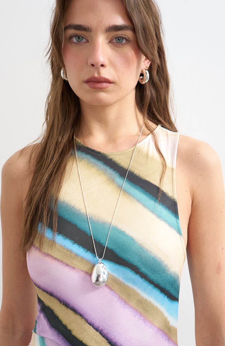 Topshop Ruched Stripe Sleeveless Maxi Dress, Alternate, color, Lilac