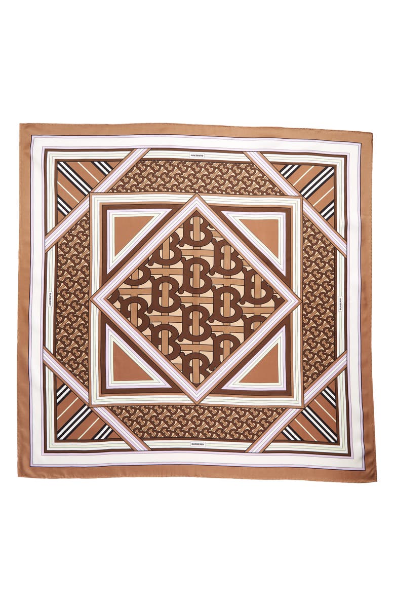 Burberry TB Monogram Silk Square Scarf, Main, color,