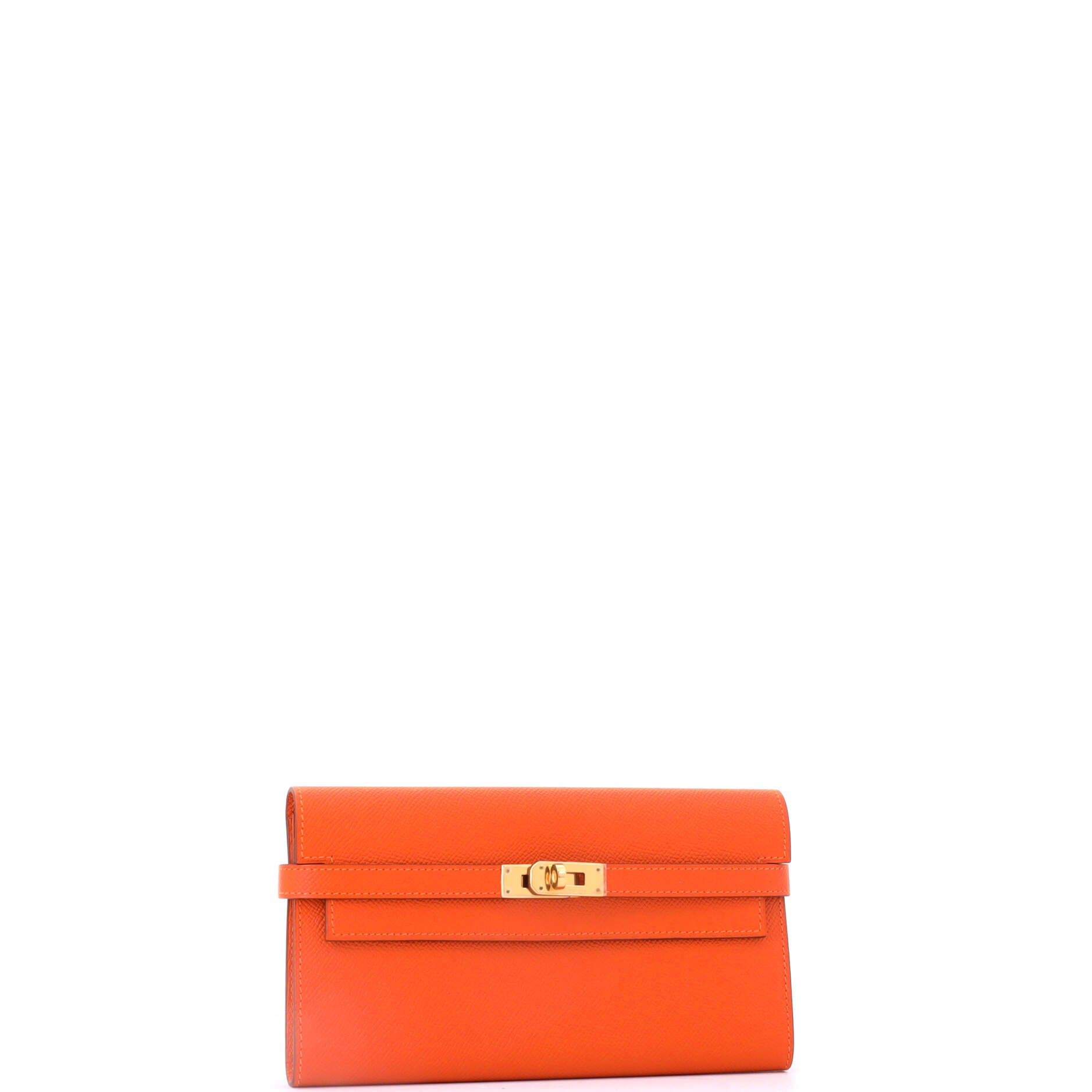 Pre-Owned Hermes Kelly Wallet Epsom Long, Alternate, color, Feu