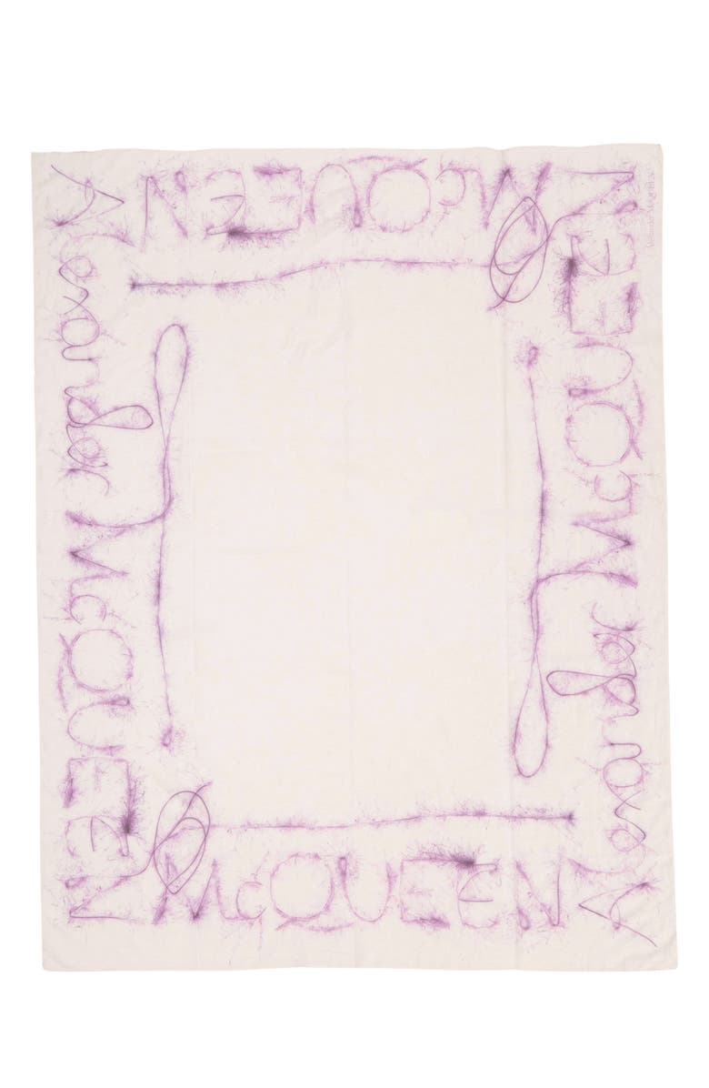 McQueen Wire Logo Cotton & Silk Scarf, Main, color,