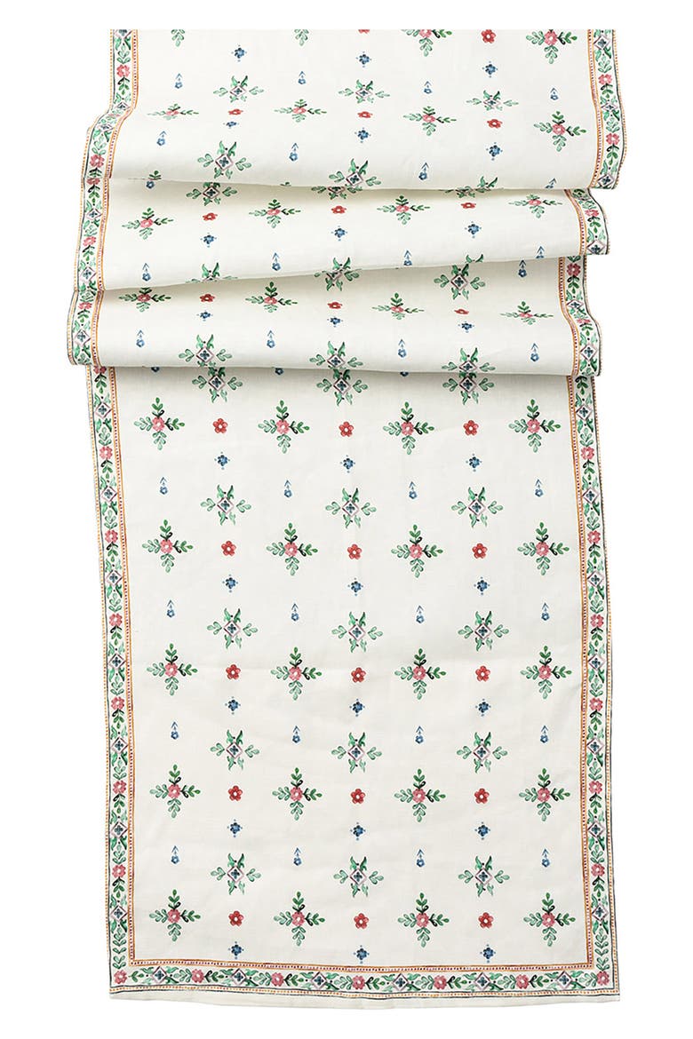 Heidi Linen Table Runner, Main, color, WHITE MULTI