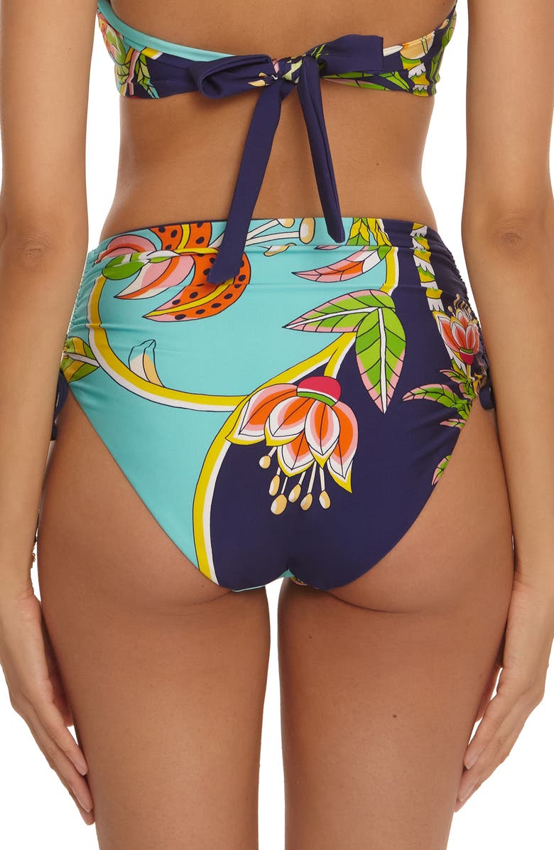 Trina Turk Flamingo High Waist Bikini Bottoms, Alternate, color, Blue Mutli