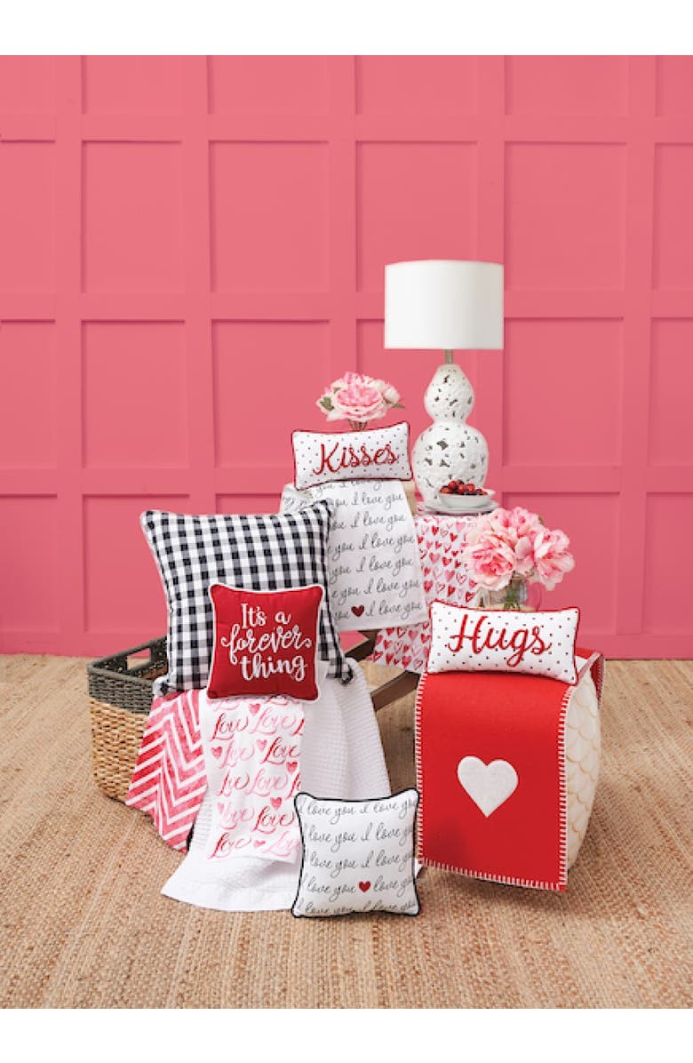 C&F Home Kisses Dot Mini Embroidered Red Valentine's Day Accent Pillow 6" x 12", Alternate, color, Red