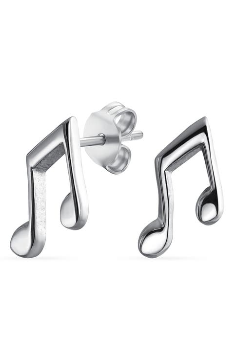 Tiny Dainty Eighth Music Note Stud Earrings