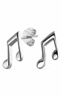 BLING JEWELRY Tiny Dainty Eighth Music Note Stud Earrings