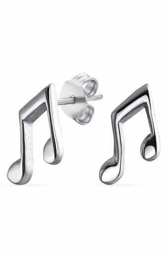 BLING JEWELRY Tiny Dainty Eighth Music Note Stud Earrings