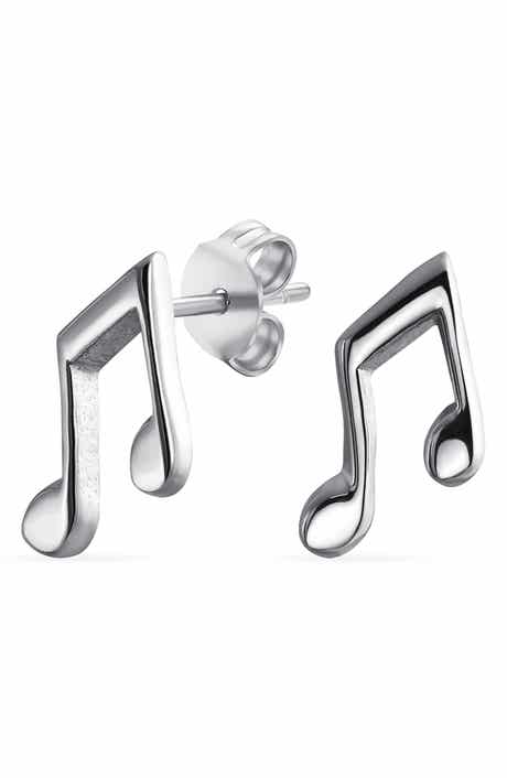 BLING JEWELRY Tiny Dainty Eighth Music Note Stud Earrings