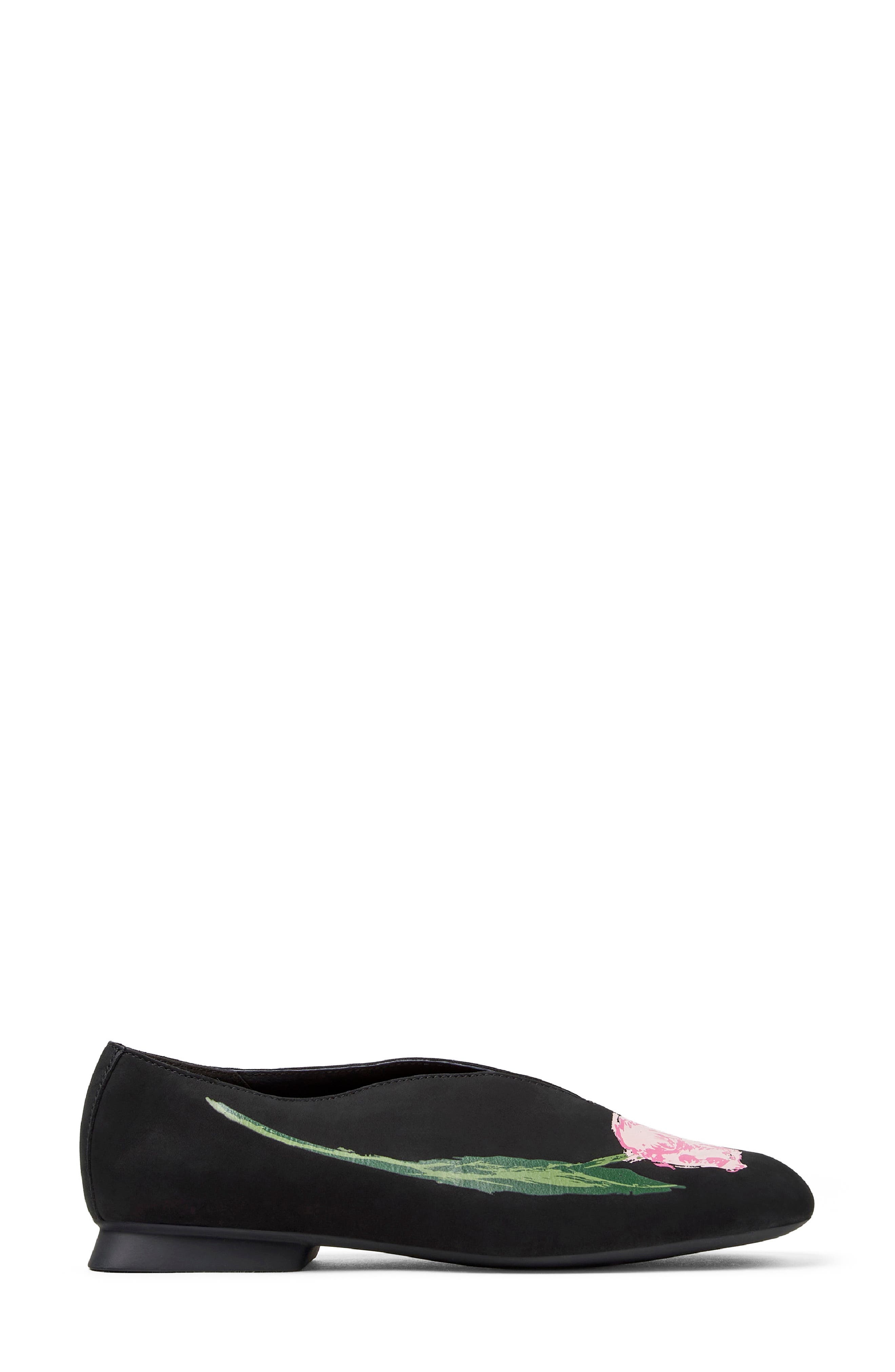 Casi Myra Twins Floral Ballerina Flat, Alternate, color, BLACK