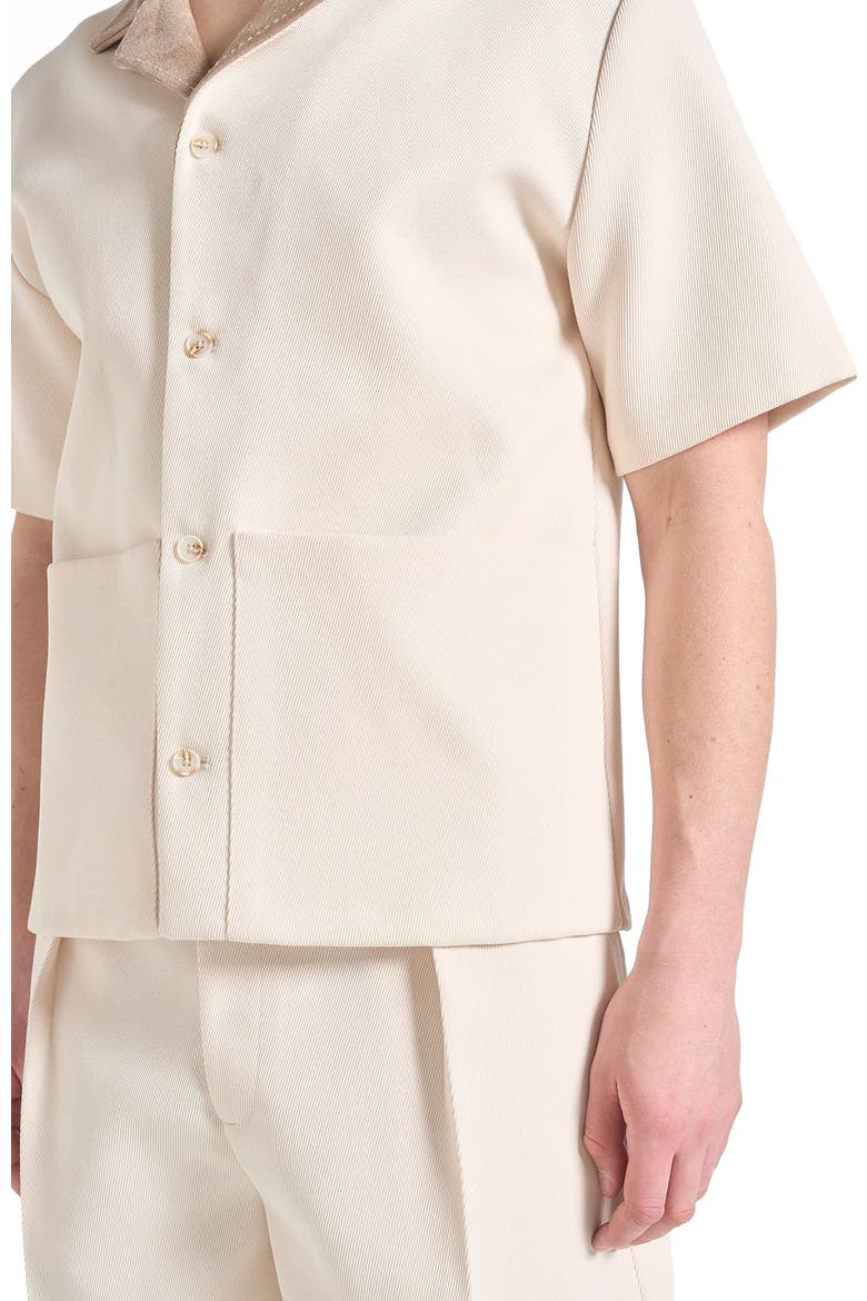Joel Twill Shirt with Suede Revere Collar, Alternate, color, Cream