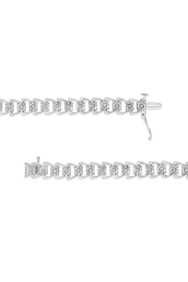 .925 Sterling Silver 1/2 Cttw Diamond Miracle-Set Double Swoosh Wave Style 7" Tennis Bracelet, Alternate, color, White