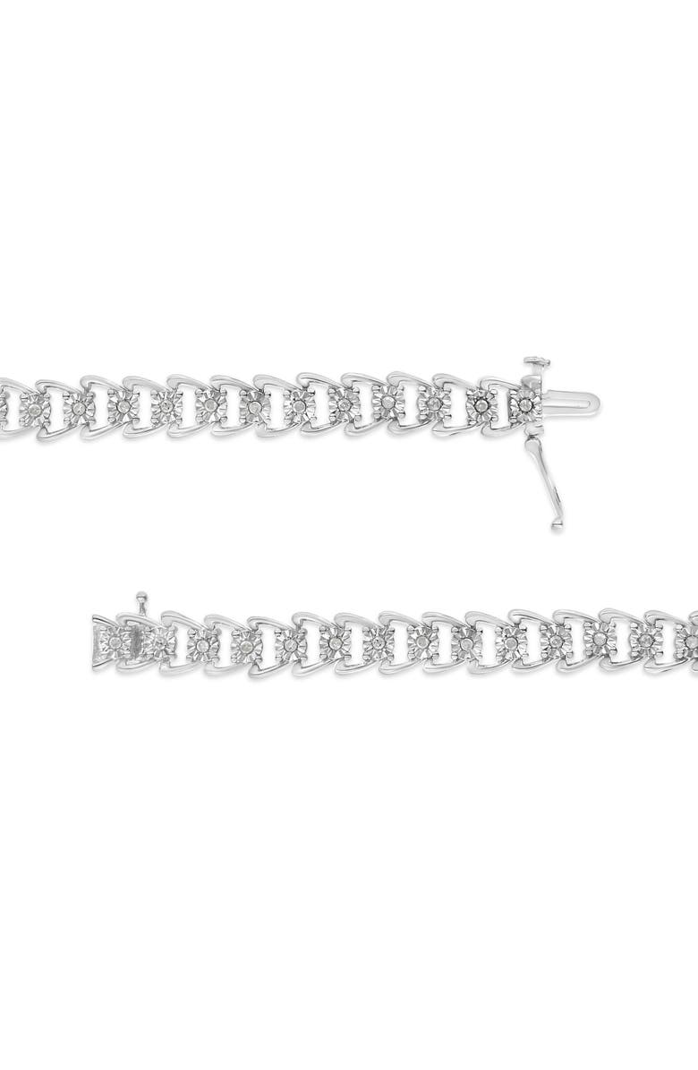 Haus of Brilliance .925 Sterling Silver 1/2 Cttw Diamond Miracle-Set Double Swoosh Wave Style 7" Tennis Bracelet, Alternate, color, White