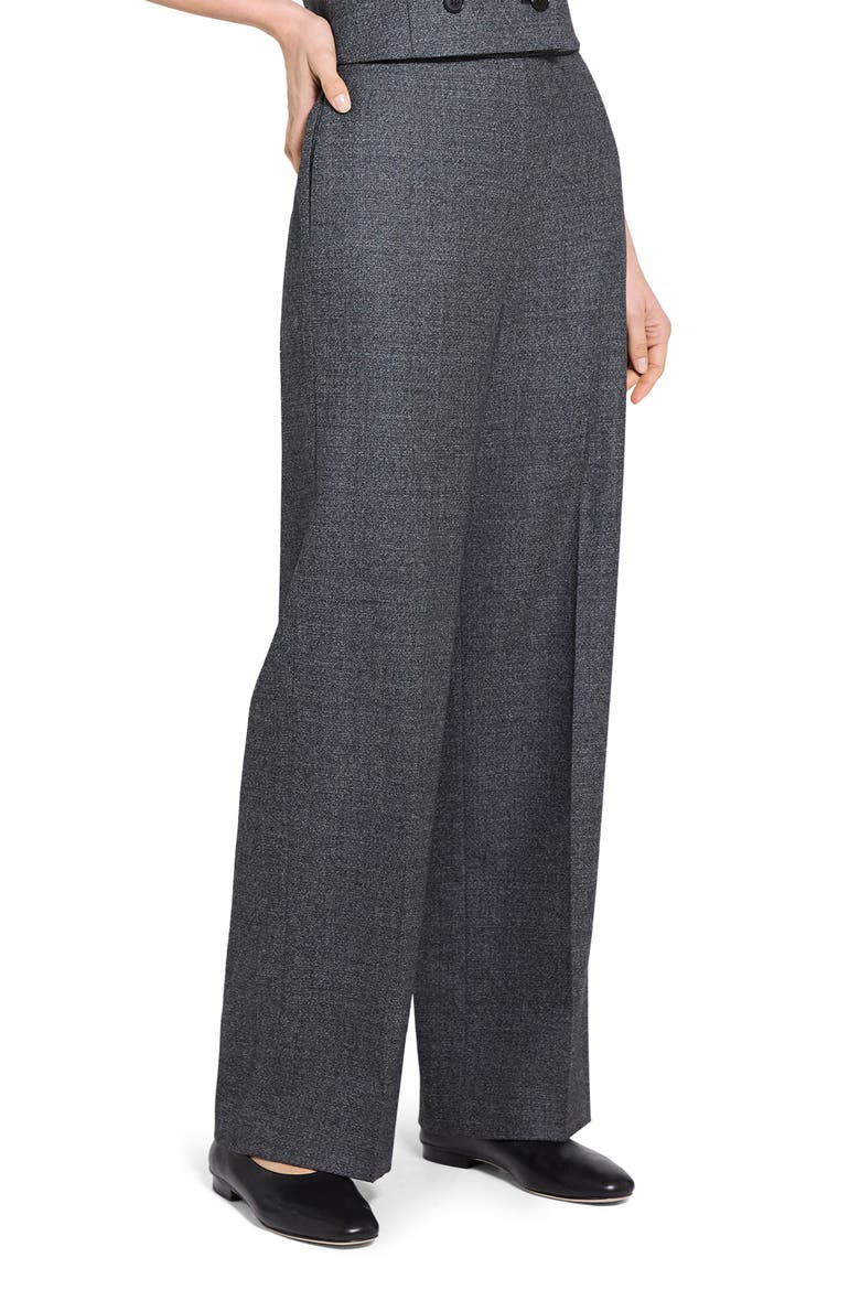 Marled Flannel Wide Pull-On Pants, Alternate, color, PEPPER MULTI