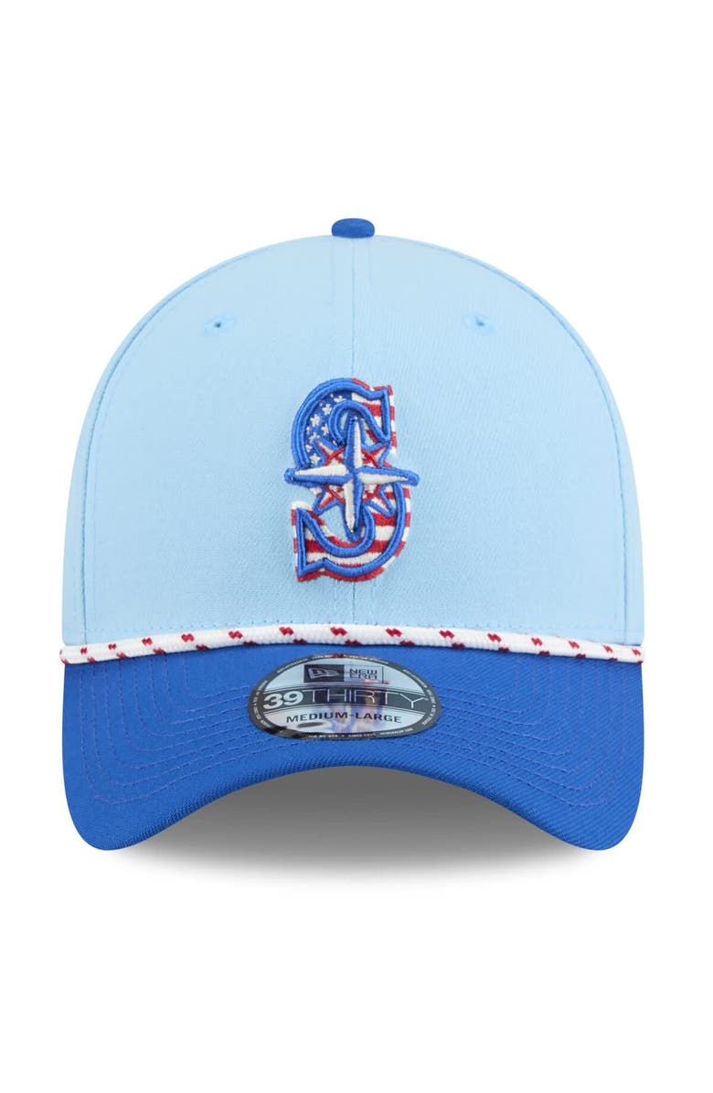 New Era Men's New Era Light Blue/Blue Seattle Mariners 2025 Fourth of July 39THIRTY Flex Hat, Alternate, color, 