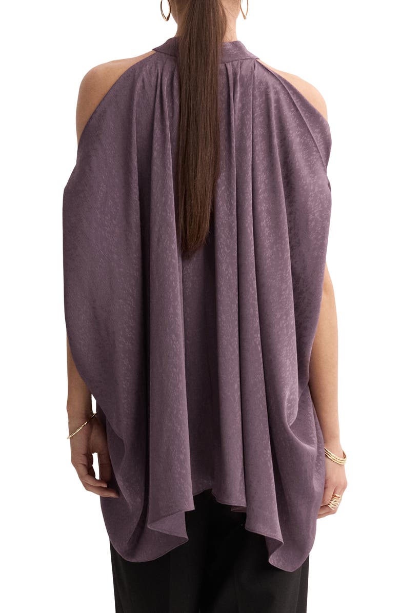 MANGO Cold Shoulder Satin Top, Alternate, color, Purple
