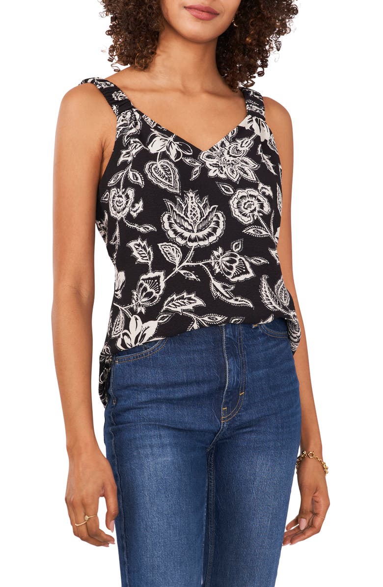 Vince Camuto Floral Print V-Neck Tank, Main, color, 
