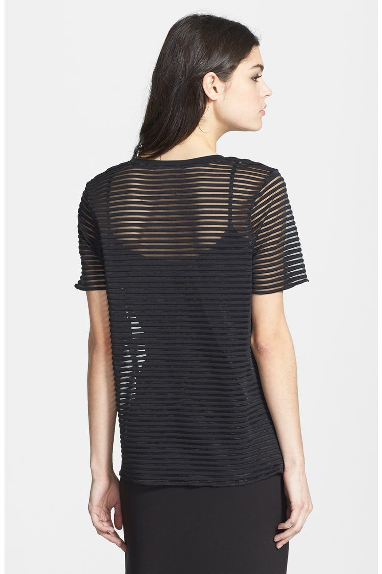 Sheer Stripe Tee, Alternate, color, BLACK