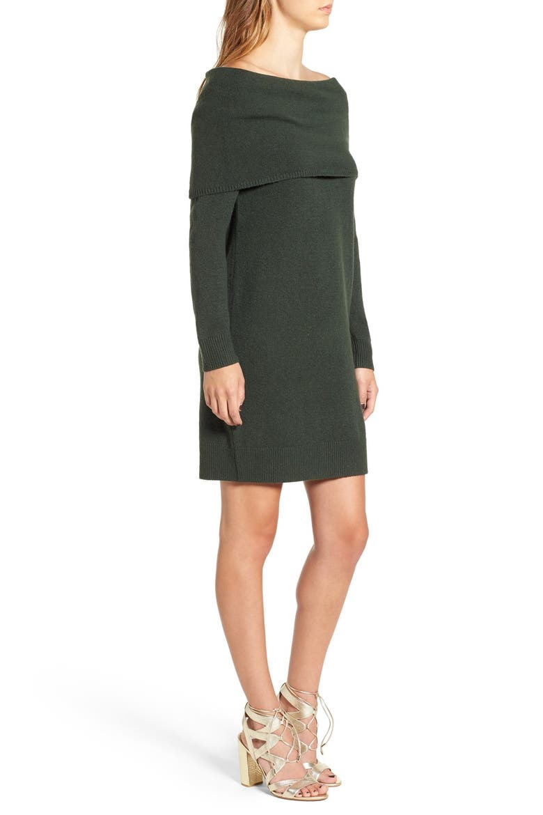Off the Shoulder Sweater Dress, Alternate, color, GREEN WOOD