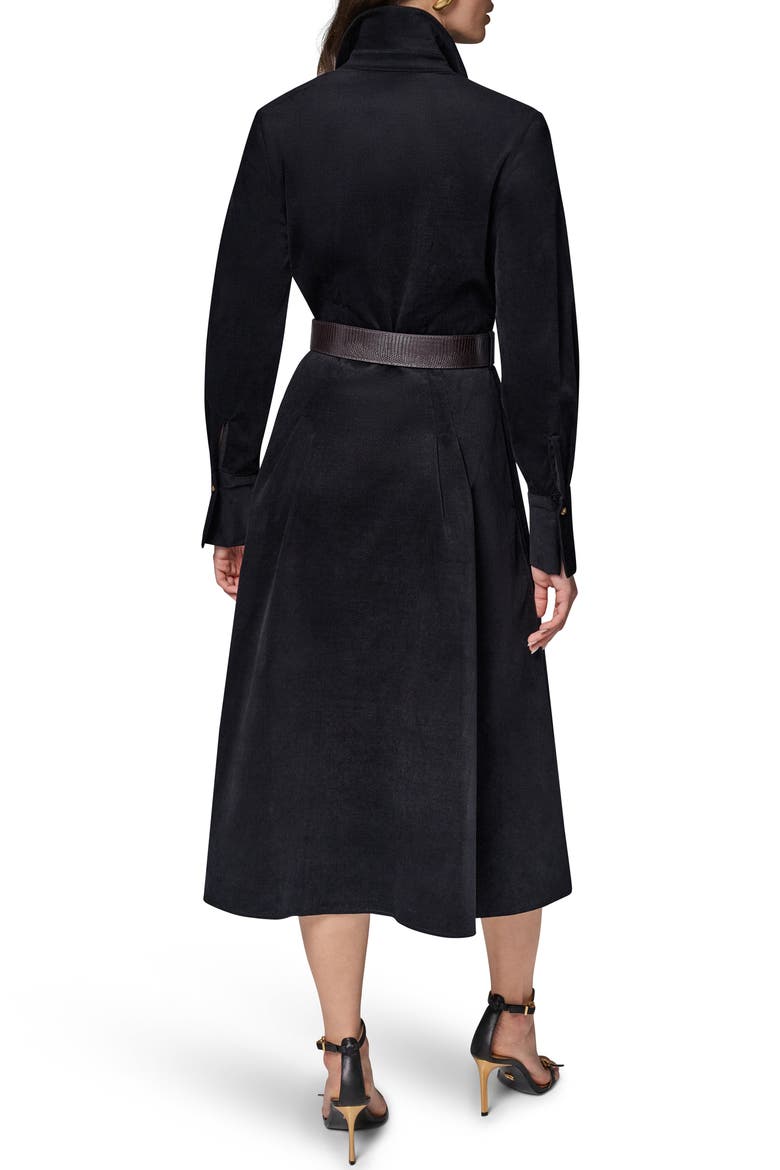 Belted Corduroy Midi Shirtdress, Alternate, color, BLACK