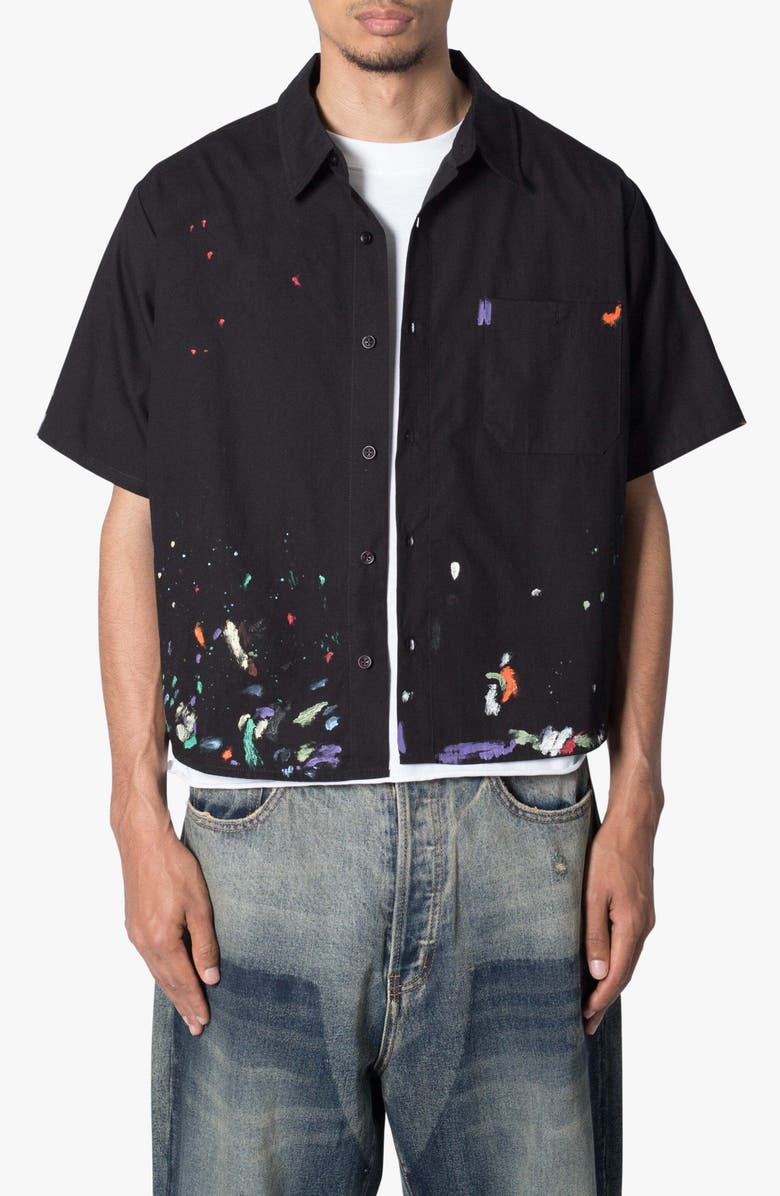mnml Painter Short Sleeve Button-Up Shirt, Main, color,