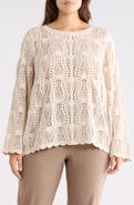 Adrianna Papell Long Sleeve Pointelle Sweater