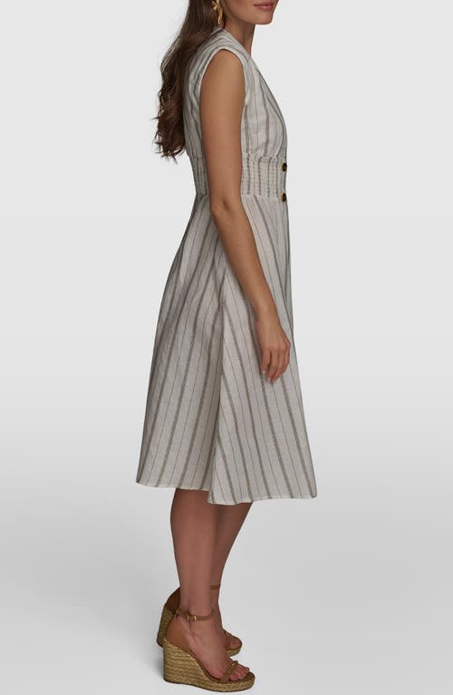 Donna Karan Women's Striped V-neck Dress In Multi