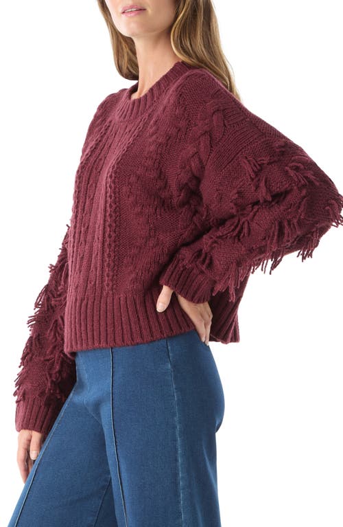 Do By Dee Ocleppo Cassia Fringe Cable Sweater In Burgundy