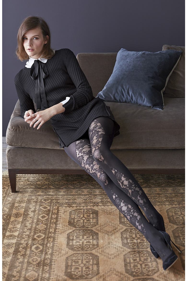 'Gisella' Tights, Alternate, color, BLACK