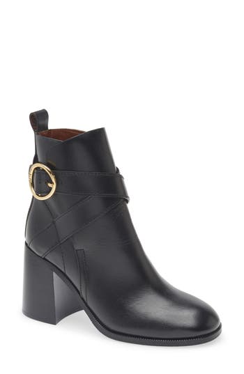 See By Chloé New Gaucho Block Heel Bootie In Black