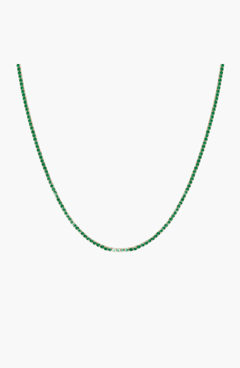 Aurate New York Lab Grown Green Emerald Tennis Necklace, Main, color, Green Emerald