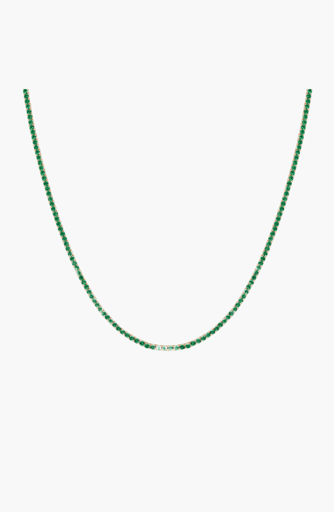 Lab Grown Green Emerald Tennis Necklace