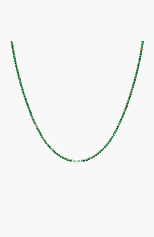 Aurate New York Lab Grown Green Emerald Tennis Necklace