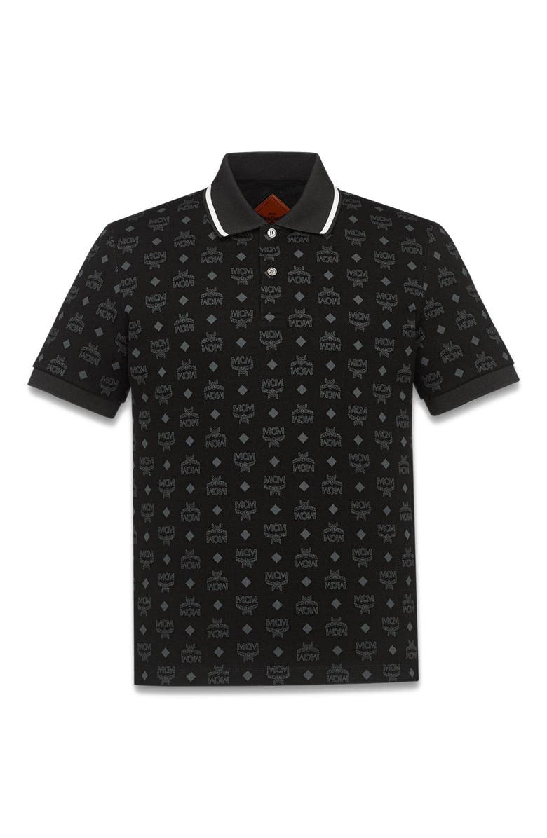 MCM Monogram Jacquard Polo Shirt, Alternate, color, Black