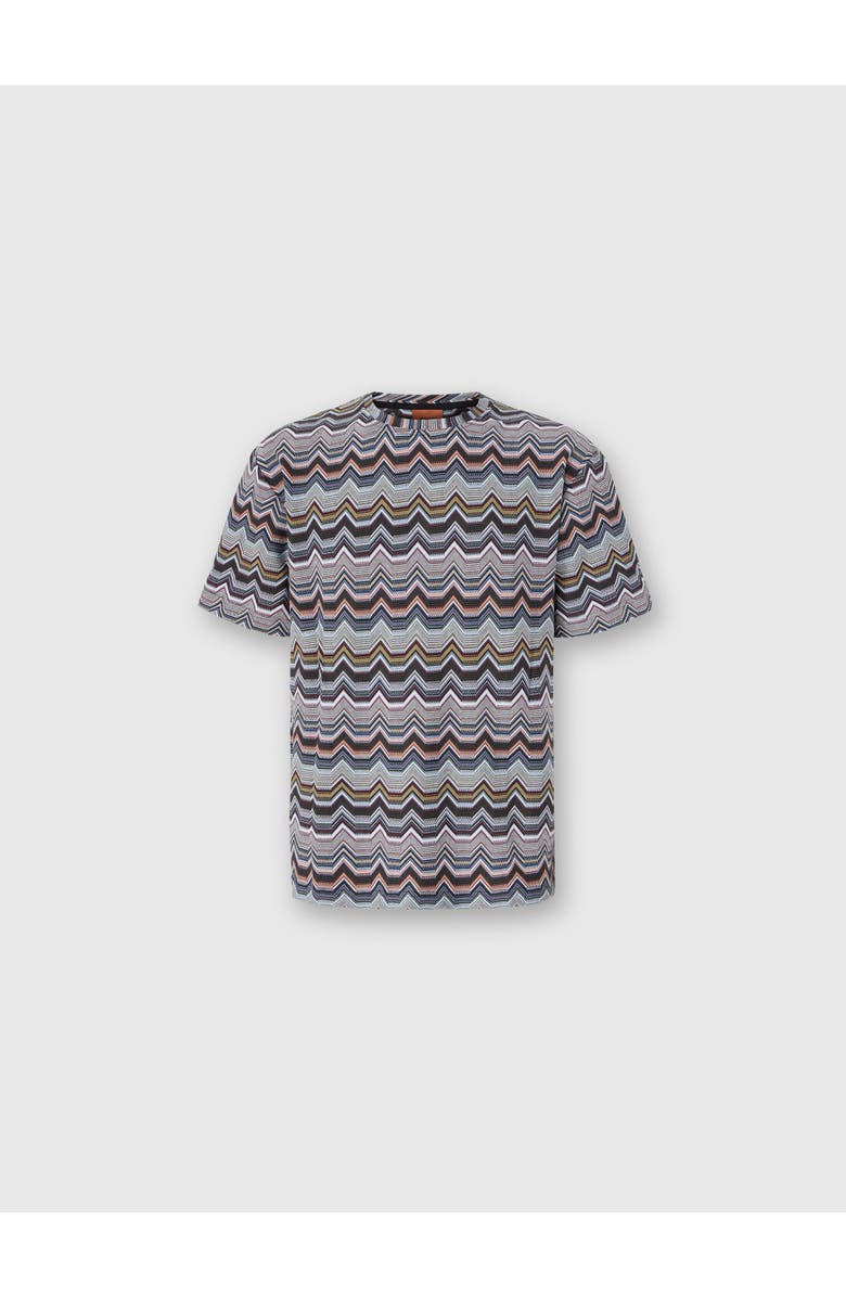 Missoni Crew Neck T-shirt With Geometric Zigzag, Main, color, Multicoloured