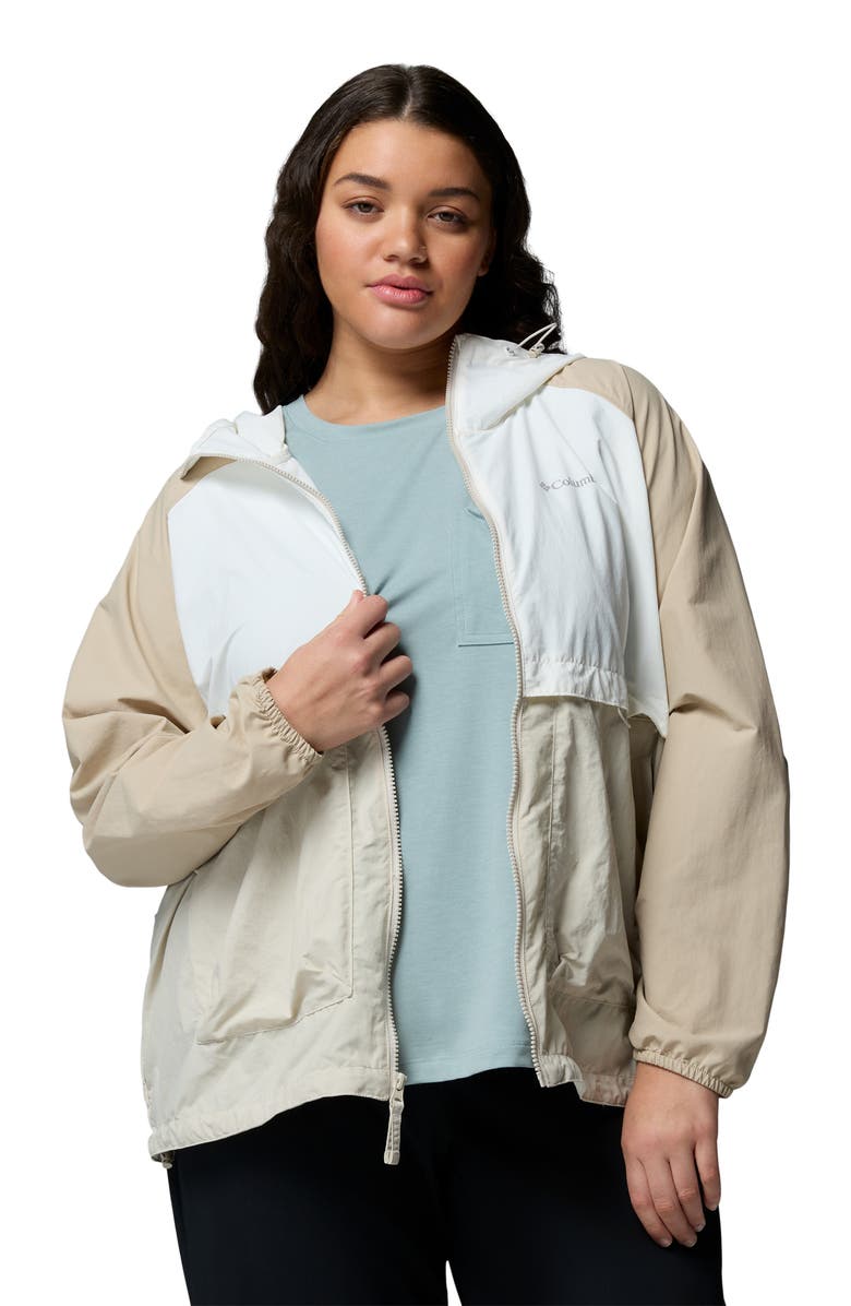 Columbia Spire Valley Water Repellent Windbreaker, Alternate, color, Dark Stone/ Sea Salt/ Fossil